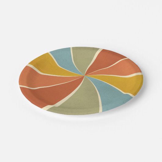 Retro Hippie Mixed Paint Style Swirls Pattern Papieren Bordje (Gekanteld)