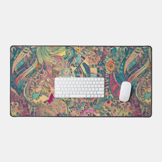 Retro Hippie: Mozaïek Fantasy Desk Mat (Keyboard & Muis)