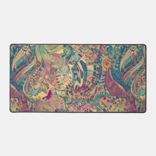Retro Hippie: Mozaïek Fantasy Desk Mat (Voorkant)