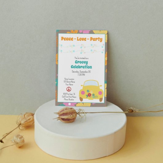 Retro Hippie Party uitnodiging