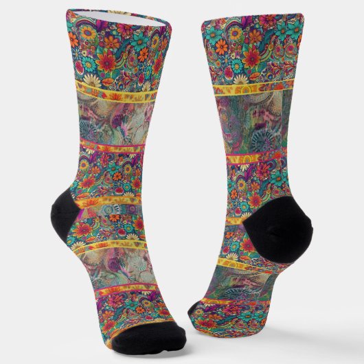 Retro Hippie" Patchwork Dreams Sokken (Gebogen)