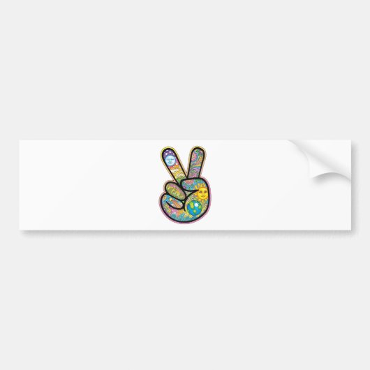 Retro Hippie Peace Bumpersticker (Voorkant)