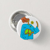 Retro Hippie Peace Girl Flower Button (Voorkant /achterkant)