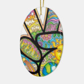 Retro Hippie Peace Keramisch Ornament (Links)