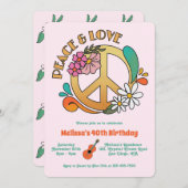 Retro Hippie Peace & Love Bloemen Verjaardag Kaart (Voorkant / Achterkant)