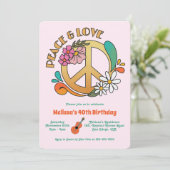 Retro Hippie Peace & Love Bloemen Verjaardag Kaart (Staand voorkant)