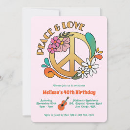 Retro Hippie Peace & Love Bloemen Verjaardag Kaart