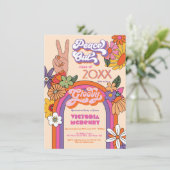 Retro Hippie Peace Out Graduparty Kaart (Staand voorkant)