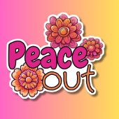 Retro Hippie Peace Out Waterdicht Sticker