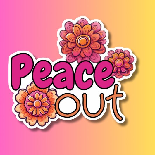 Retro Hippie Peace Out Waterdicht Sticker