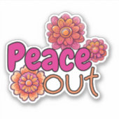 Retro Hippie Peace Out Waterdicht Sticker (Voorkant)