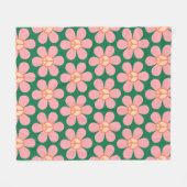 Retro Hippie Peace Sign Flower Green and Pink Fleece Deken (Voorkant (Horizontaal))