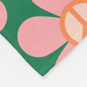 Retro Hippie Peace Sign Flower Green and Pink Fleece Deken (Hoek)