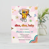 Retro Hippie Pizza Verjaardagsfeest Kaart (Staand voorkant)