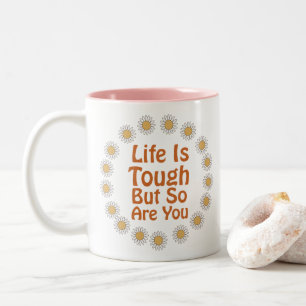 Retro hippie positief citaat tweekleurige koffiemok