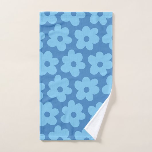 Retro Hippie Preppy Blue Flower Y2K Pattern Bad Handdoek (Handdoek)