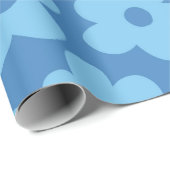 Retro Hippie Preppy Blue Flower Y2K Pattern Cadeaupapier (Rol Hoek)