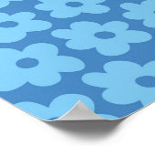 Retro Hippie Preppy Blue Flower Y2K Pattern Poster (Hoek)