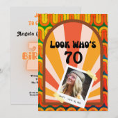 Retro Hippie Psychedelic 60's Foto 70e Verjaardag Kaart (Voorkant / Achterkant)