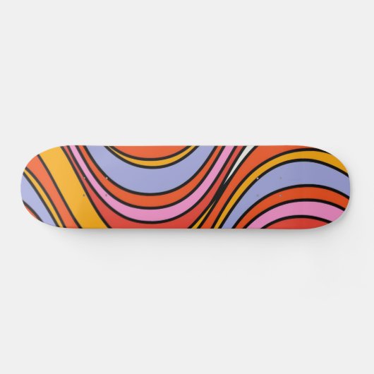 Retro Hippie Psychedelic Swirls Persoonlijk Skateboard (Horizontaal)