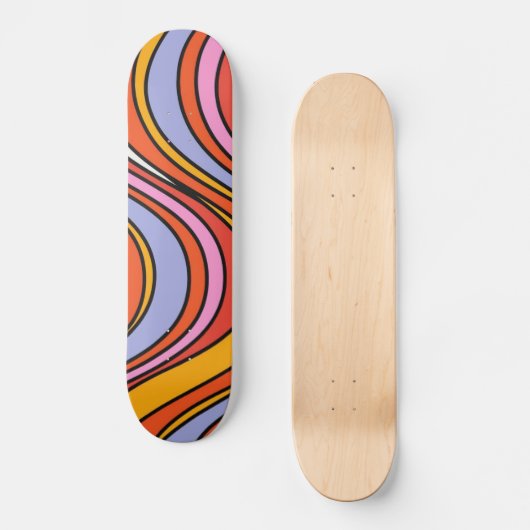 Retro Hippie Psychedelic Swirls Persoonlijk Skateboard (Voorkant)
