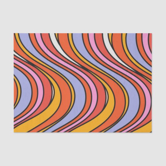 Retro Hippie Psychedelic Swirls Tissue Paper 70's Tissuepapier (Voorkant)