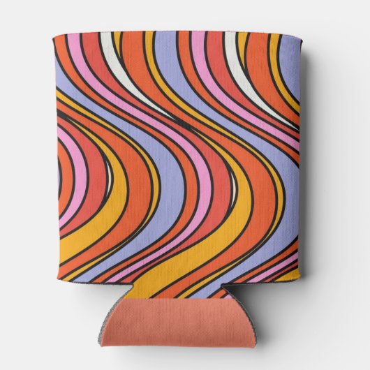 Retro Hippie Psychedelic Swirls Vrijgezellenfeest Blikjeskoeler (Achterkant)