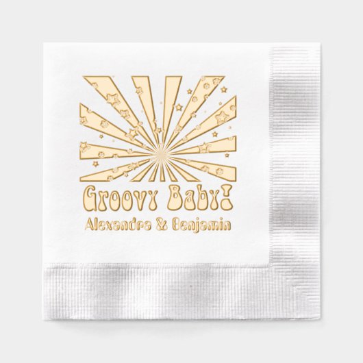 Retro Hippie Psychedelische Groovy Rays Sterren Po Folie Servetten (Voorkant)