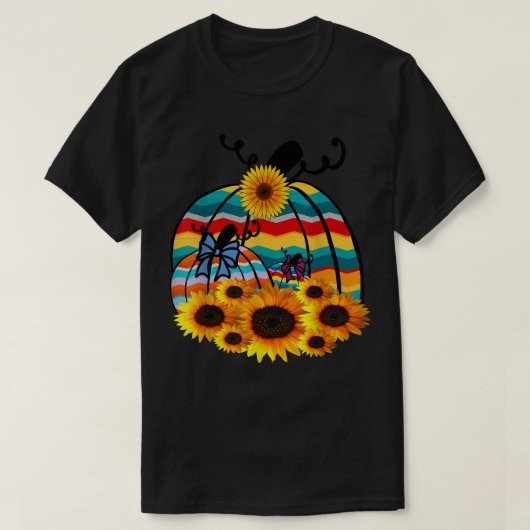 Retro Hippie Pumpkins Sunflower Herfst Autumn Wome T-shirt (Design voorkant)