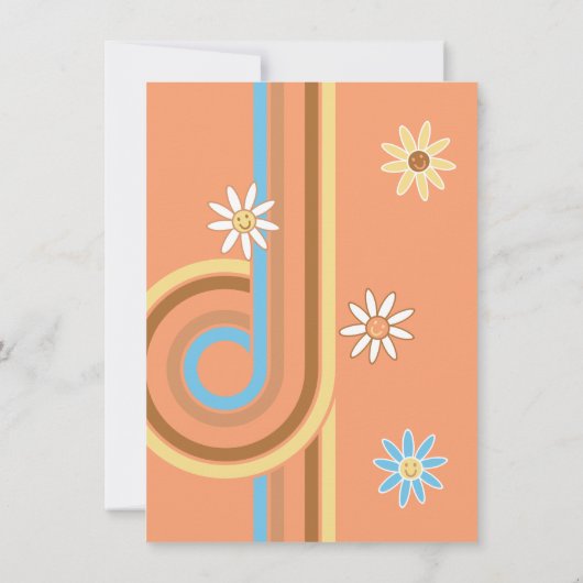 Retro Hippie Rainbow Boy Birthday Party Kaart (Achterkant)