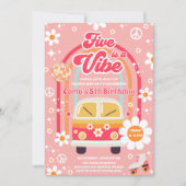 Retro Hippie Rainbow Five is a Vibe 5th Birthday Kaart (Voorkant)