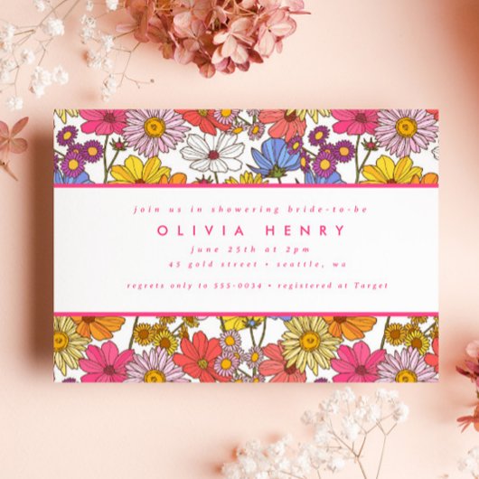 Retro Hippie Rainbow Flower Garden Vrijgezellenfee Kaart