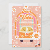 Retro Hippie Rainbow Four Is A Vibe 4th Birthday Kaart (Voorkant)