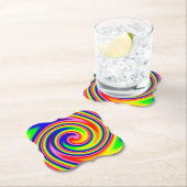 Retro Hippie Rainbow-kleuren Soft Focus Spiral Art Kartonnen Onderzetters (Insitu)