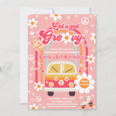 Retro Hippie Rainbow Let's Get Groovy 5th Birthday Kaart (Voorkant)