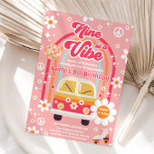 Retro Hippie Rainbow Nine Is A Vibe 9th Birthday Kaart