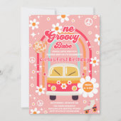 Retro Hippie Rainbow One Groovy Babe 1st Birthday Kaart (Voorkant)