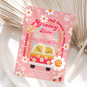 Retro Hippie Rainbow One Groovy Babe 1st Birthday Kaart