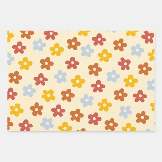 Retro Hippie Rainbow Stripes Groovy Floral 70s Fun Inpakpapier Vel (Voorkant 2)