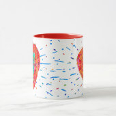 Retro Hippie Red Pink Turquoise Waterverf Heart Mok (Midden)