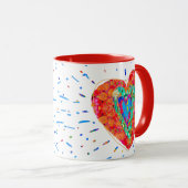 Retro Hippie Red Pink Turquoise Waterverf Heart Mok (Voorkant rechts)