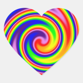 Retro Hippie Regenboog Kleuren Zachte Focus Spiraa Hart Sticker