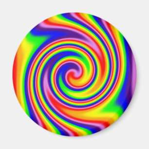 Retro Hippie Regenboog Kleuren Zachte Focus Spiraa Magneet