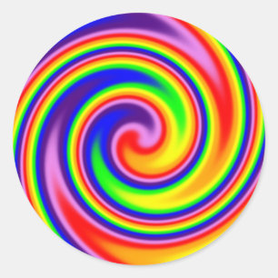 Retro Hippie Regenboog Kleuren Zachte Focus Spiraa Ronde Sticker