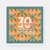 Retro Hippie Regenboog Vredesbord 70e Verjaardag Servet (Voorkant)