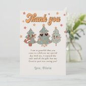 Retro Hippie Rockin' Kerstboom Verjaardag Bedankkaart (Staand voorkant)