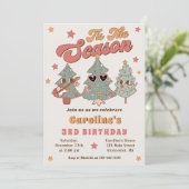 Retro Hippie Rockin' Kerstboom Verjaardagsfeest Kaart (Staand voorkant)