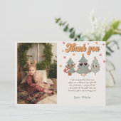 Retro Hippie Rockin' Kerstboom Verjaardagsfoto Bedankkaart (Staand voorkant)