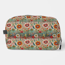 Retro Hippie: Rode Bloemen Tuin Toilettas Toilettasje