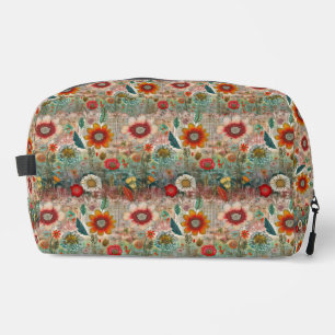 Retro Hippie: Rode Bloemen Tuin Toilettas Toilettasje